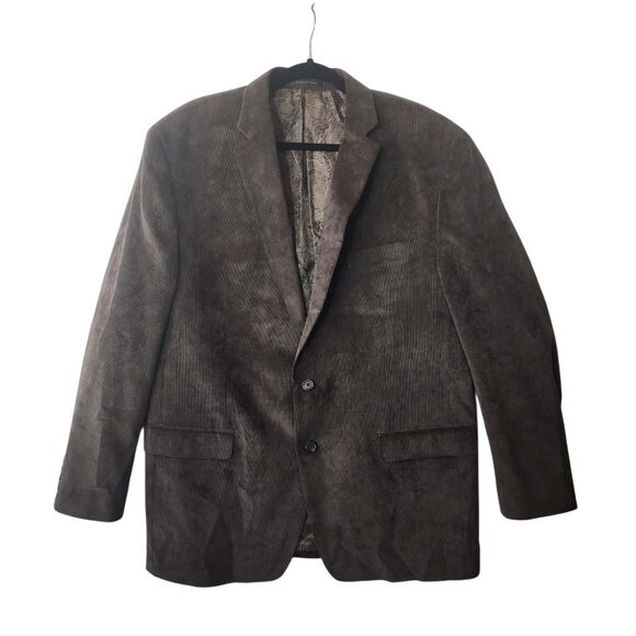 Chaps Corduroy Blazer Mens Brown Size 48L with Paisley Lining Two-Button - Picture 1 of 9